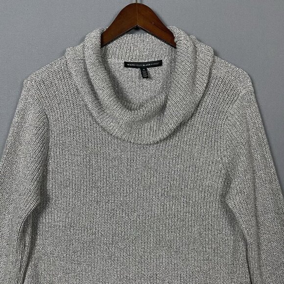 White House Black Market Silver Metallic Ombre Sweater Medium Cowl Neck Pullover - Picture 6 of 16